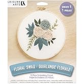 LEISURE ARTS Embroidery Kit 6" Flower Swag Home - Embroidery Kit for Beginners and Adults, Cross Stitch Kits with Patterns, DIY Starter Set for Seasonal Craft Projects