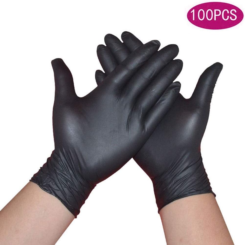 DisposableThick Nitrile Gloves Thick Black Disposable Gloves Latex Beauty Massage Tattoo Home Waterproof Experiment 4 Mil, Pack 100 (Size : S)