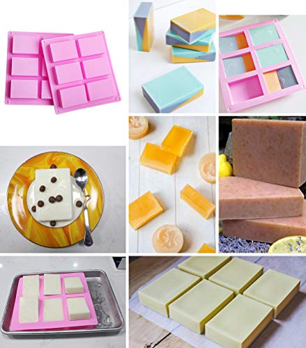 Silicone Soap Molds 2 Pack, 6 Cavities DIY Handmade Soap Moulds - Rectangle Cake Pan for Baking, Biscuit Chocolate Mold, Silicone Soap Bar Mold for Homemade Craft, Ice Cube Tray - Thumbnail 6