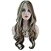 eNilecor 2 Tones Blonde Mixed Auburn Highlights Wigs Long Curly Full Natural Women Heat Resistant Synthetic Hair Custom Party Wig with Side Bangs+ Wig Cap (29