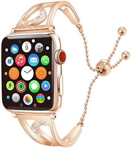 CONNICS Bling Bands Compatible Apple Watch Iwatch Band Series 4 40mm, Series 3/2 / 1 38mm, Women Diamond Rhinestone Stainless Steel Metal Jewelry Bracelet Bangle Wristband Strap