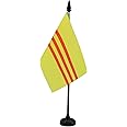 South Vietnam Table Flag 4'' x 6'' - Vietnamese Desk Flag 15 x 10 cm - Black plastic stick and base - AZ FLAG