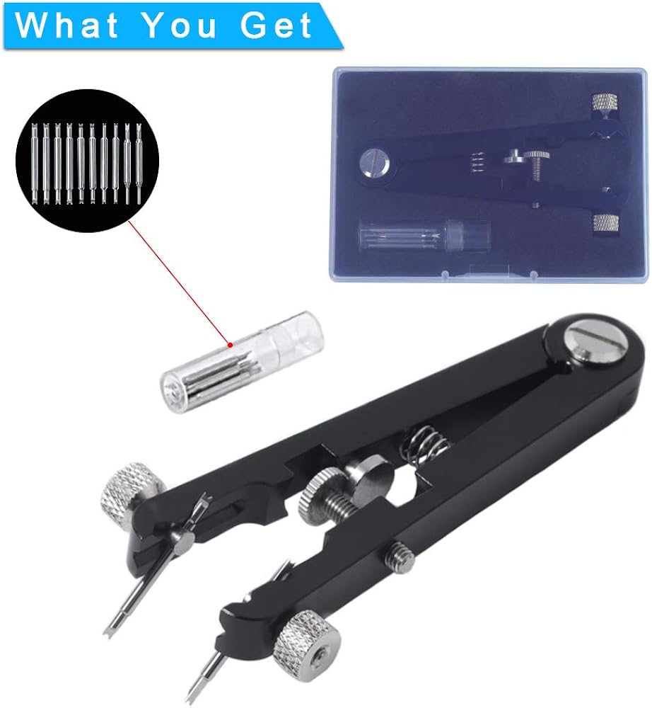 Watch Spring Bar Plier Tool Set with Durable 10 Tips Pins, 6825 Spring Bar Tweezer Tool for Watch Wrist Bands Strap Removal Repair Fix Kit: Watches