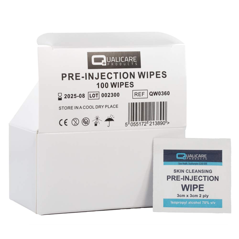Pre-Injection Wipes Swabs (Boxed) 70% Alcohol x 100