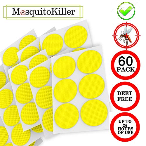 JUSHOOR Mosquito Repellent Patches, Natural Fly Pest Control 24 Hour Protection, 60 Count Pack Resalable, Apply To Skin and Clothes, Adult, Kid