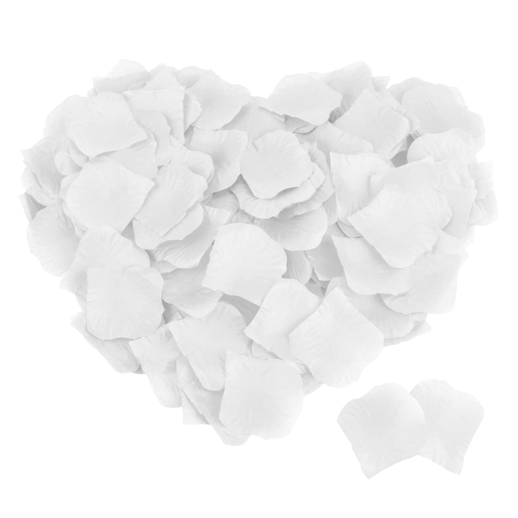 MELGO 1000 Pcs White Rose Petals for Bedroom, Valentines Petals, Artificial Rose Flowers, Emulation Silk Rose Petals for Wedding Anniversary, Valentines Decorations (1000, White)