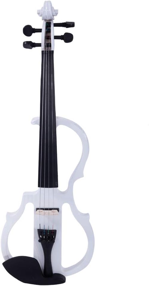 4/4 Electric Silent Violin Case Bow Rosin Headphone Connecting Line (White)