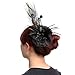 Navifoce Elegant Womens Girl Seersucker Peacock Frangipani Plumeria Fascinators Cocktail Feather Headwear Hair Clip (Black)
