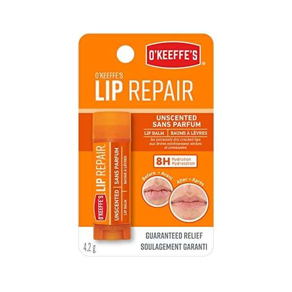 OKeeffes-Lip-Repair-Stick-42-g O'Keeffe's Lip Repair Unscented Lip Balm, 4.2g – For Extremely Dry, Cracked Lips | All-Day Moisture with 7 Moisturising…