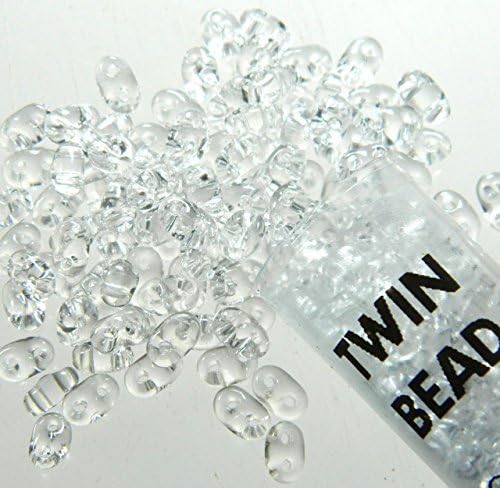 Crystal Clear 2.5x5mm 2 Hole Twin Beads Czech Glass Seed Beads 23 Gram Tube