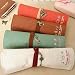KINGSO Canvas Wrap Roll Up Stationery Pen Brushes Makeup Pencil Case Pouch Bag Holder,Light Green