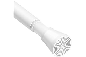 Zipglo Tension Rod 28 to 48 Inch，White Tension Curtain Rod Adjustable Curtain Rod No Slip Spring Tension Curtain Rod No Drill Spring Curtain Rod for Window, Doorway，Closet，Kitchen, Bathroom