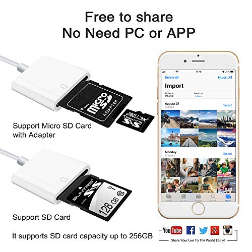 SD Card Reader for iPhone/iPad/Camera,Trail Camera viewer Micro SD Card Adapter Support iOS System Portable Memory Card Reader is a Witness to Your Good Times(White)