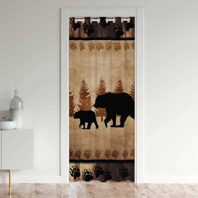 Loussiesd Bear Doorway Curtain Privacy Farmhouse Cabin Wild Animal Closet Door Curtain 30%-50% Blackout Room Darkening Thermal Curtains for Doors Windows Drapes Window Treatments 132x203cm 1 Panel