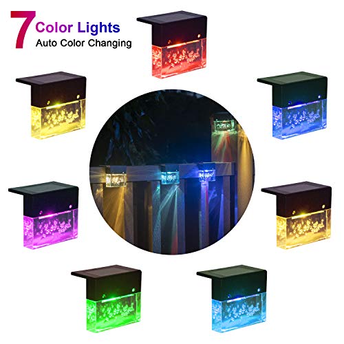 Solar Deck Lights,（6 Pack）Led Solar Fence Lights,Solar Step Lights Outdoor Waterproof,Fence, Railing ,Patio Garden, Step,2 Lighting Modes,Warm White/Color Changing