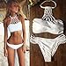 EFINNY Women White Color Bralette and Underpants Set Crop Top Beach Bikini Swimsuit Set
