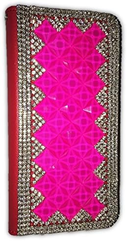 Diamond Wallet and iPhone6 Carrying Case with Credit Card Slots (Pink)