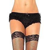 Leg Avenue womens Micromesh Lace Ruffle Boy Shorts