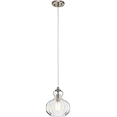 Kichler Lighting Riviera 10.25" 1 Light Pendant with Clear Ribbed Glass in Brushed Nickel