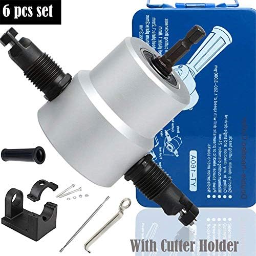 Nibbler Metal Cutter Drill Attachment Double Head Metal Sheet- Electric Power Drill Attach with Position Holder Polishing Parts Tool With Plastic Rack