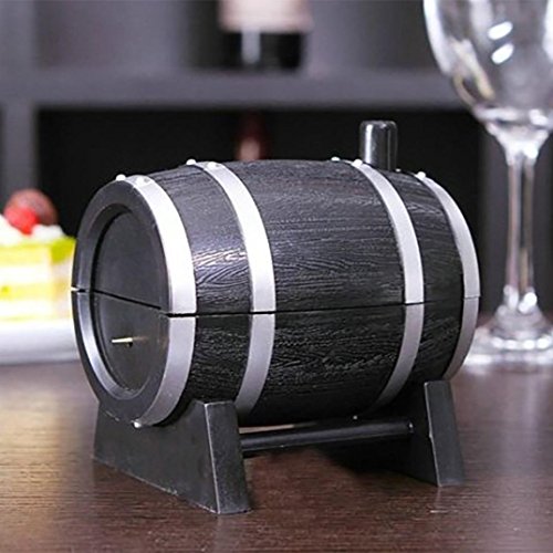 Miklan Toothpick Box Container Dispenser Holder Wine Barrel Automatic Plastic