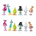 Babylian Trolls Dolls, Set of 12pcs Trolls Dolls, 3-6cm Tall Movie Trolls Action Figures Cake Toppers, Come with Storage Bag