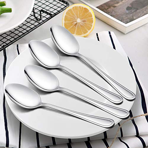LIANYU Dinner Spoons Set of 12, Stainless Steel Flatware Silverware Table Spoon, Mirror Finish, Dishwasher Safe