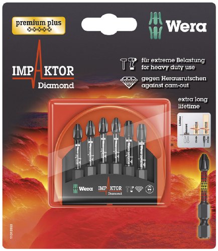 Wera 05073892002 6 Piece Impaktor Mini-Check 50 mm Bits Set, Carded