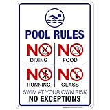 Pool Rules Sign, Pool Sign 10X14 Rust Free Aluminum, Weather/Fade Resistant, Easy Mounting, Indoor/Outdoor Use, Made in USA by SIGO SIGNS