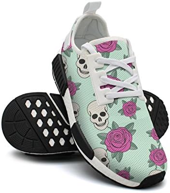 NAFG59Q Women's Athletic Running Shoes Fashion Sneakers Fitness Shoes Soft Sole Lightweight Breathable Skull Roses Tile Casual Walking Sneakers