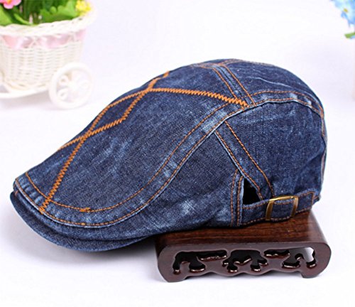 Da.Wa Cotton Retro Adjustable Newsboy IVY Hat Duckbill Peaked Cap Men Cabbie Driving Cap (Blue)