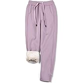 utcoco Women's Athletic Fit Thicked Fuzzy Sherpa Lined Warm Drawstring Tapered Jogger Sweatpant