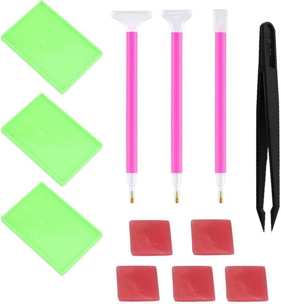 Laileya 12pcs DIY Diamond Painting Set Rhinestone Cross DIY Diamond Painting Set Cross Stitch Embroidery Pen Tools Kit Crystal Painting Drilling Tools