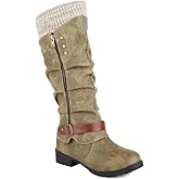 Women's Knee High Boots Knight Boots,Chunky Low Heel Non-Slip Western Boots with Zipper Metal Buckle Stretch Boots (8.5,Green,8.5)