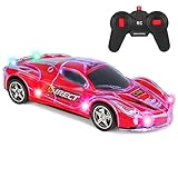Best Choice Products Kids 27Mhz Battery-Operated Remote Control Racing Car RC Toy w/ Flashing LED Lights, 2-Button Controller - Red