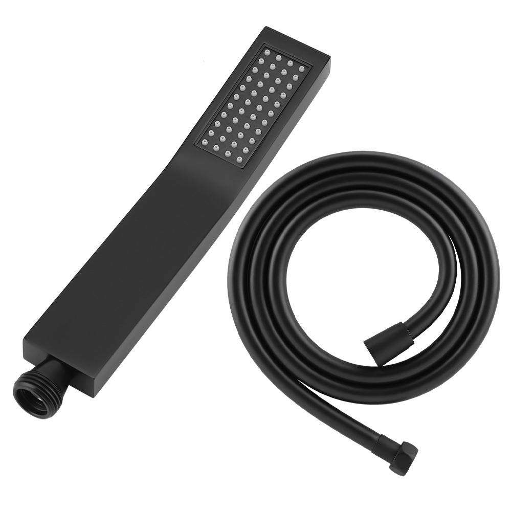 Shower Head - Matte Black Brass Square Handheld Shower Head Bathroom Sprayer Handshower with Hose
