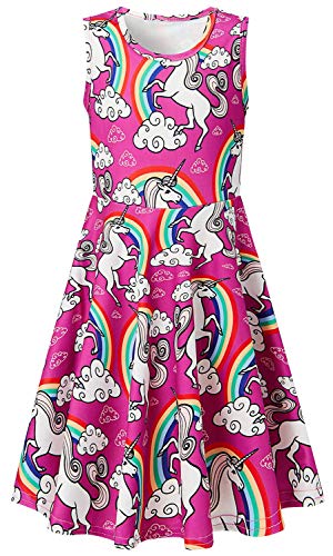 Chicolife ragazze 3-5T modello della principessa Dress Unicorn ha stampato il fumetto Abito senza maniche Rosa Piccolo