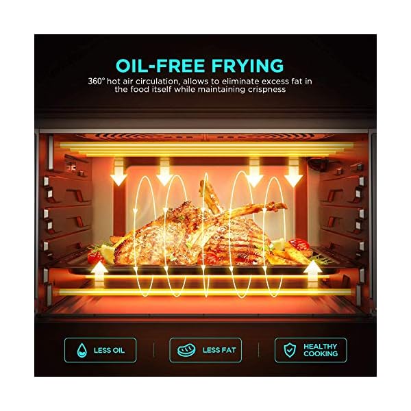 CalmDo 25L Air Fryer, 1800W Mini Oven Digital Multi Air Cooker with 12 Cooking Presets, Convection Oven with Dehydrator and 5 Accessories, Recipe Book Included