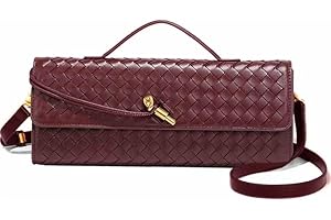 BRYCTSISEN Woven Clutch Purse for Women Fashion Small Square Handbag Vintage Premium Baguette Bag PU Leather Handmade Bag
