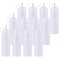 12 pack 8 Oz Plastic Squeeze Squirt ketchup bottle Condiment Bottles with Twist On Cap Lids and Discrete Measurements - For f