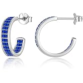 VA JENT Open Hoop Earrings for Women 925 Sterling Silver Cut Cubic Zirconia Small Tiny Half Hoop Earrings