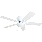 Prominence Home Benton Traditional 52 Inch Ceiling Fan with Light, LED Flush Mount Ceiling Fan, Indoor Fan with 5 Blades, Whi