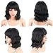KRSI Women's Short Curly Synthetic Wigs With Air Bangs Natural Black/Brown Wigs for Black Women Heat Resistant Custom Cosplay Party Full Wigs 14inch