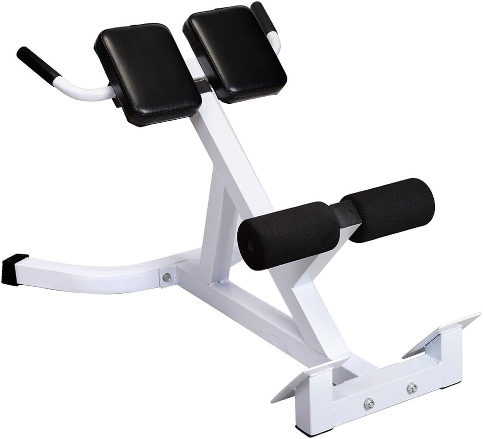 MTFY Roman Chair Hyper Extension Bench for Abs Back Strength Training, Abdominal Toning and Whole Body Exercise Black & White