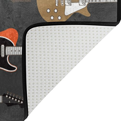LORVIES Color Acoustic And Electric Guitars Background Area Rug Carpet Non-Slip Floor Mat Doormats for Living Room Bedroom 72 x 48 inches - Thumbnail 3