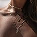 Gold Layered Cross Necklace for Women, 14K Gold Plated Faith Charm Mother's Day Dainty Figaro Chain Choker Gold Coin Necklace