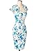 Womens Cap Sleeve Floral Vintage Dress Summer Swing Dresses White Blue(M)