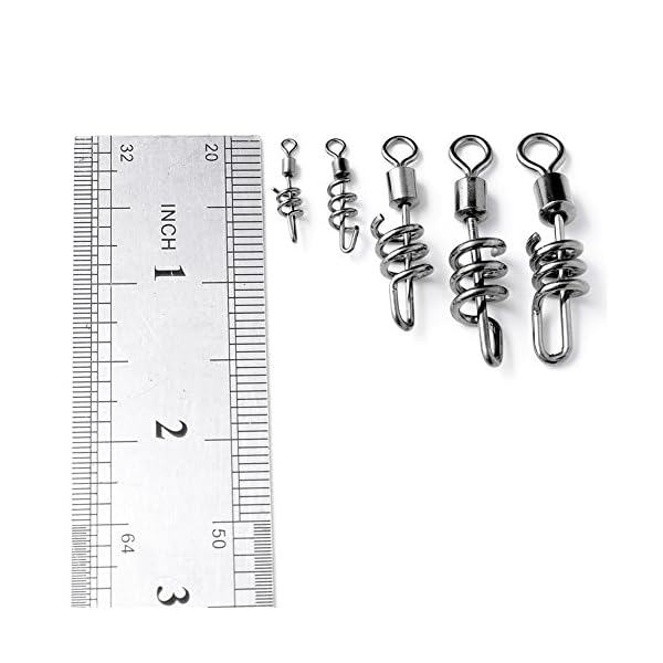 DrFish-Saltwater-Fishing-Swivel-Snap-Swirl-Connector-Cork-Screw-Swivel-Stianless-Black-42-220LB-Pack-of-2010