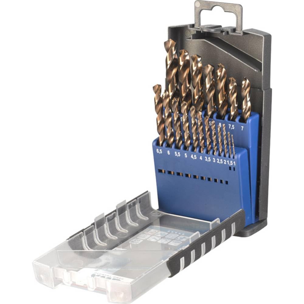 KWB HSS-E Metal Drill BIT Set 19-Piece - 1 MM to 10 MM, 135° Point Angle