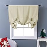 Nicetown Full Shading Panel- Room Darkening Adjustable Tie Up Shade Solid Thermal Insulated Blackout Curtain for Small Window (1 Panel,46 Wide x 63 Length,Beige)